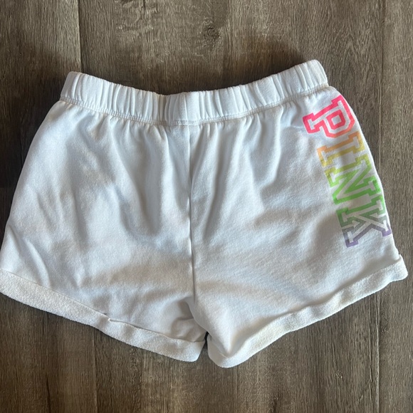 PINK Victoria's Secret Pants - Pink Victoria’s Secret Sweat Comfy Shorts White Neon Rainbow Size Medium